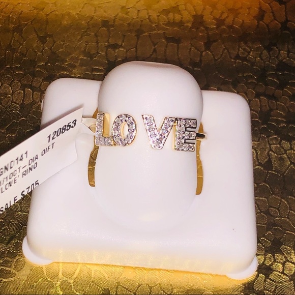 10k solid gold real diamond Love ring for women, Not Plated! free Appraisal sale - Picture 10 of 11